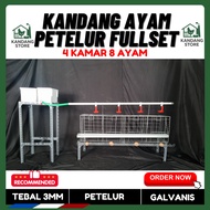 FULLSET GALVANIZED LAYING CAGE 4 ROOMS 8 CHICKENS - MAKES FARMING INTO A EASY
