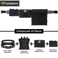 IDOGEAR Tactic Tegris MOLLE 2" Belt with Triple 556 9mm Mag Pouch with Recycling Pouch with Medical 