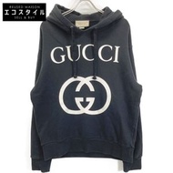 Gucci 475374 黑色雙G互扣連帽衛衣，M碼