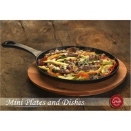 LV ECO FT 1723 T11 K4 - Skillet Oval Fajita Plate Frying Pan and Wooden Platter 17 x 23cm