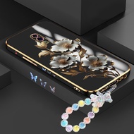 OPPO Reno 3 4 4f 5 5k 6 7 7z 8 8T 8Z 4G 11F 5G Soft Gold Flower Phone case Luxury Plating sofe case 