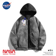 NASA เสื้อแจ็คเก็ตร่วมสำหรับผู้ชายและผู้หญิงใหม่เสื้อหนังคลุมด้วยผ้าย้อนยุคหลวมแจ็คเก็ตรถจักรยานยนต์