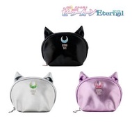 日本 ANNA SUI x SAILOR MOON 美少女戰士 主題 粉銀金屬色皮革 貓貓造型 化妝袋