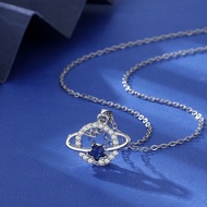 [Ready Stock] Blue Planet Necklace Female Feel Planet Meteorite Planet Micro-Inlaid Sapphire Blue St