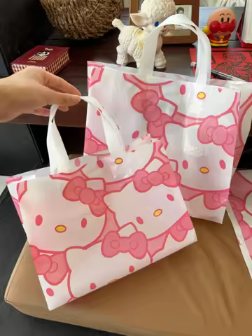 5/10pcs Hello Cute Kitty Tote Bags - Ideal for Christmas Gifts, Shopping & Office Use