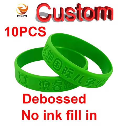 10PCS Debossed Bracelet Without Color Fill In Customizable LOGO ID SOS Bracelet Engraved Custom Sili