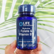 โฟเลท วิตามินบี BioActive Vitamin B12 &amp; Folate 90 Vegetarian Capsules (Life Extension®)