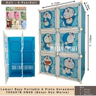 Lemari Baju Portable 6 Pintu Doraemon