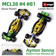 Bburago 2024 1:43 Mclaren MCL38 Ayrton Senna Monaco GP #4 Lando Norris #81 Oscar Piastri Modern Icon