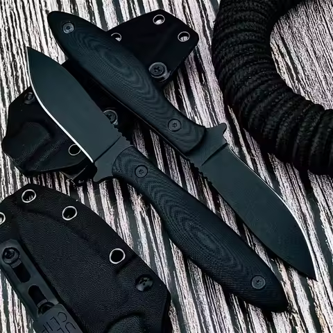 Portable Jungle Tactical Fixed Blade Knife with Sheath Outdoor Camping Travel Knife 8Cr13MoV Steel B