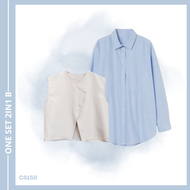 Setelan Vest Wanita Korean Style | Kemeja Basic Kimmy Vest Celana Kulot Hijab | OOTD Kampus CS150