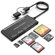 The USB 3.0/USB C card reader, which is compatible with SD/CF/Micro SD/XD/MS cards, can read 5 cards