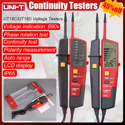 UNI-T UT18C UT18D Voltage Tester Voltage Detector Probes AC DC Digital Voltmeter Auto Range IP65 Wat