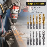 6Pcs Tap Drill Bits Set Titanium Coated HSS Drill Bit Set Accurate Thread Tap Set Metric Composite T