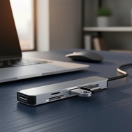 61 USB-C,HDMI、PD、USB、SD/TF,MacBook  6 dalam 1 USB-C Hab 6-Port dengan HDMI PD USB SD/TF Pembaca Kad 