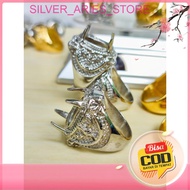 Silver Aries. Emban Ring Titanium Warna Gold dan Silver Motif Langka / Cangkang Cincin Batu Akik Tit