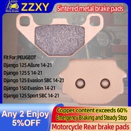 Rear Sintered Metal Brake Pads For PEUGEOT Django 125 Allure 14-21 Django 125 S 14-21 Django 125 Eva