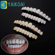 GLENES Hiphop Teeth Grillz, Hip Hop Removable Design Teeth Grillz Set, Fashion  Top & Bottom Set Hol