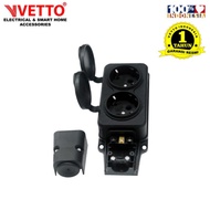 Outboe 2L Black WeatherProof Outdoor Socket - 2 Holes V8204 (No Cable)