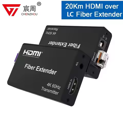 20Km HDMI Fiber Extender over LC Fiber Optic Cable 4K@60Hz 4:4:4 HDMI Fiber Video Transceiver with A