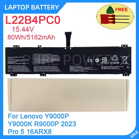 New Laptop Battery L22B4PC0 15.44V 80WH 5182mAh High Quality For Lenovo Y9000P Y9000K R9000P 2023 Pr