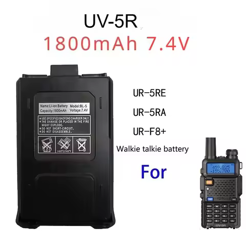 Compatible with Baofeng UV-5R Rechargeable Battery 7.4V 1800mAh for uv5r UR-5RE UR-5RA UR-F8+ Walkie