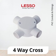 4way Cross box dn20mm - Lessoi Conduit Pipe Fitting 4 branches 20mm White