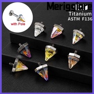 MERIGGIARE Flat Back Stud, Stainless Steel Crystal Cone Labret Stud Earring,  Flat Back Screw Top Sh