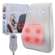 ที่นวดชีอัตสึ Alat Pijat Leher ด้วยความร้อน3D นวดหลังบรรเทาความเจ็บป่วยของกล้ามเนื้อสำหรับคอหลังขาขอ