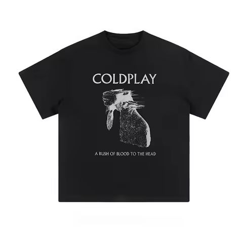 Coldplay Rock Band British Retro High Street Pure Cotton Printed Round-neck Short-Sleeved T-Shirt fo