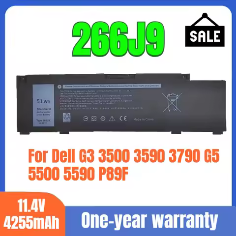 266J9 MV07R Dell Laptop Battery for Dell G3 3500 3590 3790 G5 5500 5590 P89F New Large Capacity 11.4