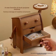 ♥Creative Solid Wood Jewelry Box Desktop Multi-Layer  Earrings Necklace Storage Box Large Capacity D