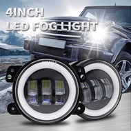 [Delivery Bangkok] 2PCS 2X 60W Dual Color 4 Inch Led Fog Lights Fog Lamps for Dodge Jeep 2007 2008 F