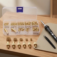Hot-Melt Insert Nut Soldering Kit Interchangeable Heads Insert Nut Soldering Iron Brass Threaded Ins