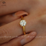 Real Moissanite 1CT 2CT Classic Yellow Gold Plated Six Prong Ring In S925 Sterling Silver C1077 With
