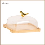 Wooden Cake Stand with Cover Dessert Tray with Lid Butter Dish with Dome Cake Holder for Freezer Din