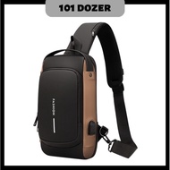USB With Combination Lock Beg Silang Lelaki Waist Chest Pouch Bag Men Sling Bag Men Messenger Should