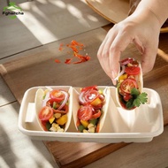 20Pcs Disposable Taco Plates 3partments Taco Serving Plates No Messy Dining Staable Taco Trays Holde