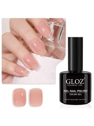 GLOZ透明裸色凝膠指甲油，果凍天然粉紅色透明凝膠，可用於家庭美甲和美足，需要UV燈配套