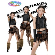 Girls Jazz Dance Costume Leopard Print Dune Girls Group Uniform Wasteland Style kpop Song Suit Child