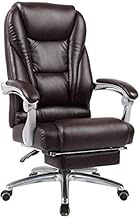 Executive Chair Computer Chair, High Back Computer Chair With Footrest Reclining Boss Chair Double Thick Cushion Ergonomic Executive Office Chair For Study Office LEOWE (Color : Brown)