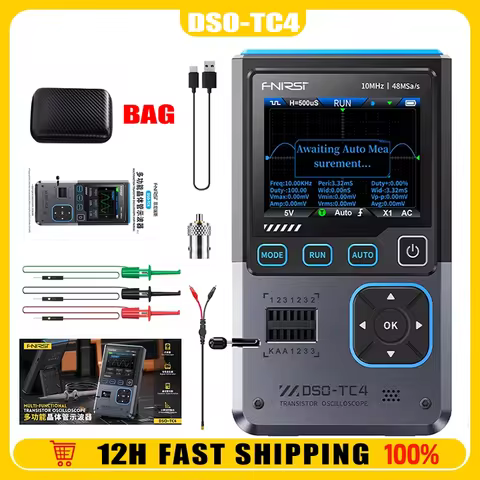 FNIRSI DSO-TC4 Handheld 3-in-1 Digital Oscilloscope, Transistor Tester 10MHz 48Ms/s Electronic Compo