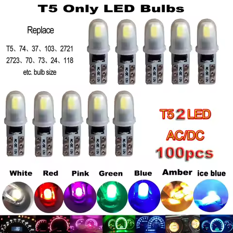 100PCS T5 bulb, T5 LED, Canbus LED, W3W, W1.2W, 74,37,103 bulb, dashboard lamp, instrument panel lig
