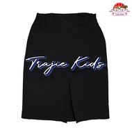 Rok Span Pendek Belah Depan Seragam Sekolah SMP SMA Pinggang Karet Warna Biru Abu Coklat Hitam