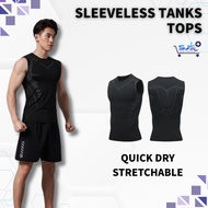 SJS Lelaki Sleeveless Compression Tank Vest Singlet Sukan Biking Running Hiking Swimming Gym Workout