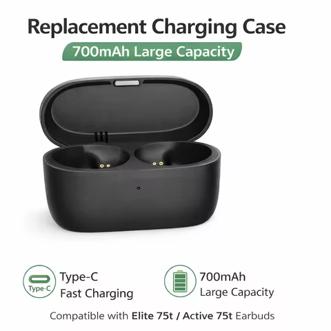 Replacement Charging Case 700mAh Large Capacity Type-C Fast Charging Portable Compatible with Elite 