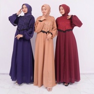 FAMYS - FREE HIJAB Gamis Malaysia Faresha Renda 006026 Brokat