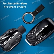 Zinc Alloy Carbon Fiber Car Key Case Cover Holder Shell Key Chain for Mercedes Benz E C Class W204 W212 W176 GLC CLA GLA Key Bag Accessories