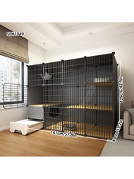 Cat Cage With Litter Box, Indoor Home Use Cat Enclosure With Ample Free Space, Cat House, Cat Villa