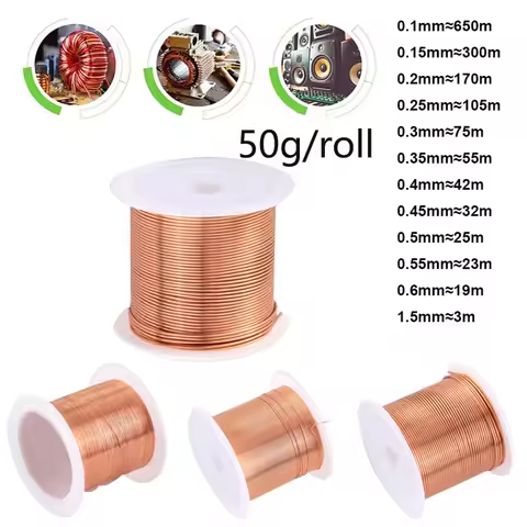 1roll 50g Copper Winding Wire Copper Wire 0.1~1.5mm Cable Copper Wire Magnet Wire Copper Lacquer Wir
